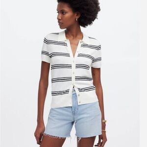 Madewell Polo Sweater Tee Button Up With Mother of Pearl Buttons Size Women’s XL